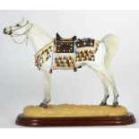 Border Fine Arts 'Arab Stallion, Standing' (With Authentic Saddle), model No. A2016 by Anne Wall,