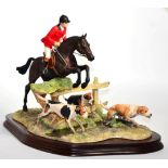 Border Fine Arts 'Halloa Away' (Jumping Huntsman and three Hounds), model No. L104 by Anne Wall,