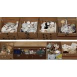 Eight boxes and a car trunk containing various household decorative ceramics including Japanese