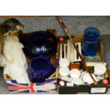 Three Parker pens, a paste set evening purse, North African carving, Bristol glass, doll, Susie