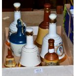Six Bells decanters (two empty) and Lambs Navy Rum flagon