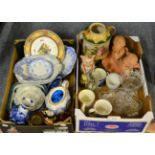 Two boxes of various ceramics and glass