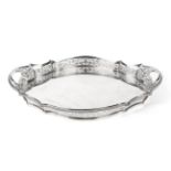 A Late Victorian Silver Twin Handled Tray, Charles Stuart Harris, London 1901, shaped oval with