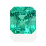 A Loose Octagonal Cut Emerald, weighing 10.13 carat The emerald is accompanied by an Emerald