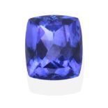 A Loose Cushion Cut Tanzanite, weighing 11.08 carat The tanzanite is accompanied by a Tanzanite