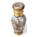 A French Silver Gilt Mounted Enamel Perfume Bottle and Vinaigrette, circa 1900, of baluster form