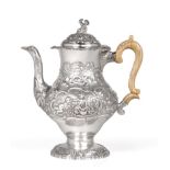 A George IV Silver Coffee Pot, Joseph Angell. London 1824, pear shape on shaped circular foot,