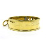 A Large Brass Dog Collar, mid 19th century, inscribed EF Upperton Thatcham, with padlock, 17.5cm