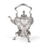 A Victorian Silver Kettle on Stand, Walter Morisse, London 1849, of 18th century rococo style,