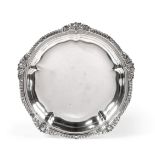 A George IV Silver Dish, Paul Storr, London 1824, circular with shell, foliate and gadroon border,