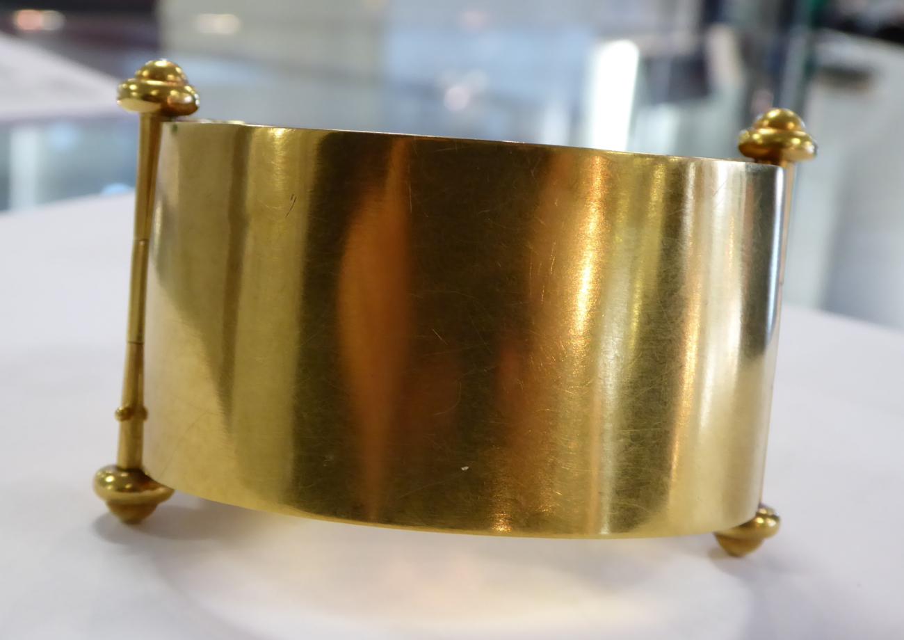A Victorian Bangle, with applied panels depicting the busts of Jupiter, Mars and Mercury, measures - Image 3 of 8