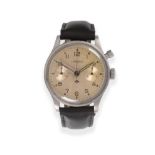 A Rare Military Royal Navy Issue Stainless Steel Single Push Chronograph Wristwatch, signed Lemania,