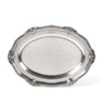 A George IV Silver Meat Dish, Paul Storr, London 1825, shaped oval with gadroon, shell and foliate