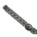 A Berlin Work Choker Necklace, formed of a central pierced plaque depicting the rape of