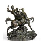 Antoine Louis Barye (French, 1795-1875): A Bronze Figure Group of ''Thesee Combattant Le Centaure