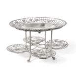 An Edwardian Silver Centrepiece, Martin Hall & Co, Sheffield 1900/02, the oval stand supporting