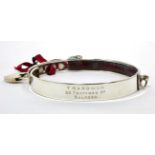 A White Metal Dog Collar, late 19th/early 20th century, inscribed T HARDMAN / 60 TRAFFORD RD /