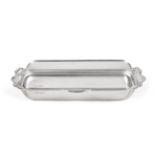 An Art Deco Silver Entrée Dish and Cover, Fattorini & Sons, Sheffield 1936, oblong with shaped