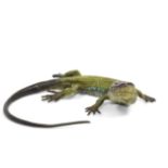 A Franz Bergmann Cold Painted Bronze Model of a Lizard, early 20th century, naturalistically
