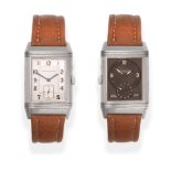 A Stainless Steel Duo Dial Reverso Wristwatch with 24-hour Indication, signed Jaeger LeCoultre,