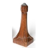 Mouseman: Attributed to Robert Thompson: An English Oak Table Lamp, octagonal column with carved