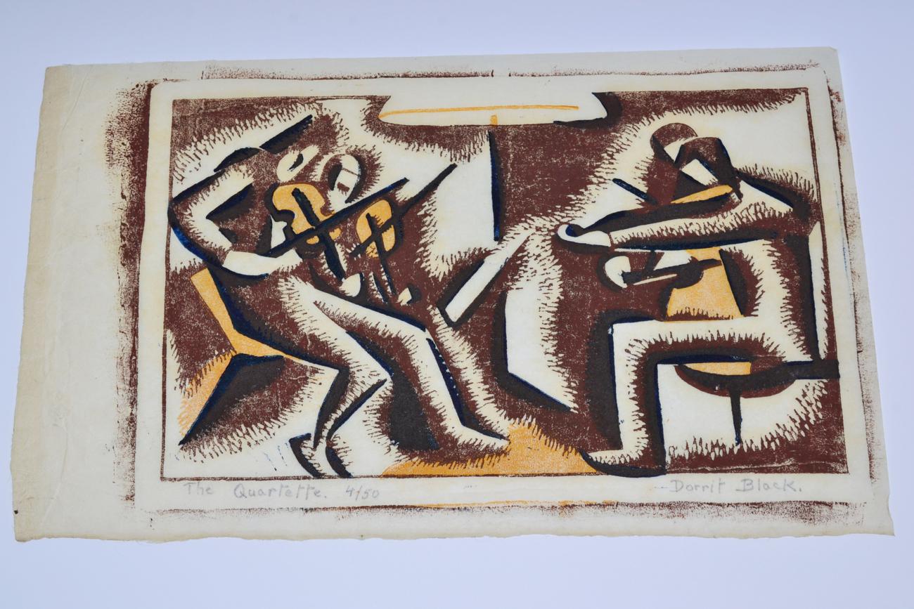 Dorrit Black (1891-1951) Australian ''The Quartet'' Signed, inscribed and numbered 4/50, linocut - Image 2 of 3