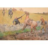 Lionel Dalhousie Robertson Edwards RI (1878-1966) Hunting horse refusing to take a wall Signed and