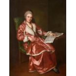 English School, circa 1760 The Opera Singer - Portrait of a lady, seated in a chair wearing a fur
