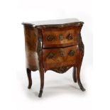 A Louis XV Rosewood Two Drawer Bombé Shape Commode, late 18th century, with red and white serpentine