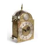 An 18th Century Turkish Market Arched Brass Dial Lantern Clock, signed Geo Clarke, Leaden Hall