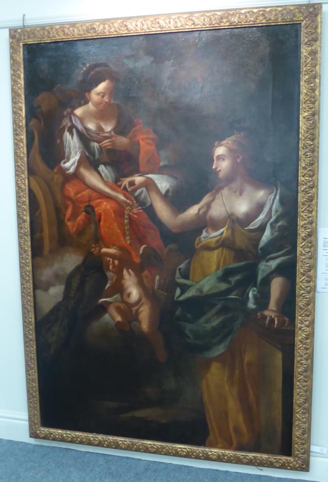 Follower of Francesco Trevisani (1656-1746) Italian Juno receiving the girdle from Venus Oil on - Image 2 of 7