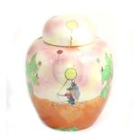 A Britannia Pottery Co Ltd Elfland Pattern Lustre Ginger Jar and Cover, decorated with elves and