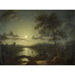 Sebastian Pether (1790-1844) Nocturne river landscape Inscribed and dated 1832 (transcribed from