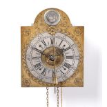 An 18th Century Austrian ''Kuhschwanz'' Alarm Wall Clock, circa 1760, 5-1/4-inch arched brass