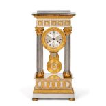 A Fine Neo-Classical Ormolu and Silvered Portico Mantel Clock, signed J B Roemaet A Gand, circa