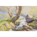 William Heaton Cooper RI (1903-1995) ''Upstream in Rannerdale'' Signed, watercolour, 36cm by 53.