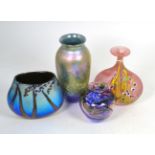 Norman Stuart Clarke four art glass vases including two lustre examples