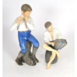 Two Bing & Grondahl figures, 'Merry Sailor' and 'Flute Player' by Ingeborg Plockross Irminger,