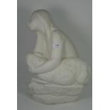 A large and early Lladro figural group of a girl and lamb