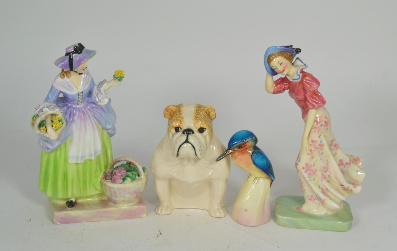 Two Royal Doulton figures; ' Spring Flowers' HN1807 and 'Wind Flower' HN1763 together with Royal