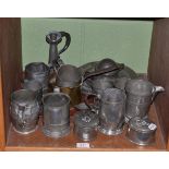 A collection of assorted pewter