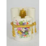 A Royal Worcester floral painted scroll vase, dated for 1882, 11cm