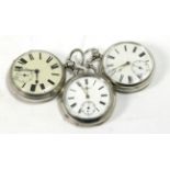 Three silver open faced pocket watches, lever movements signed Robt Roskell, Liverpool, J.Taylor,