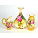 A Royal Worcester floral painted vase signed H Austin, dated 1909, together with another Royal