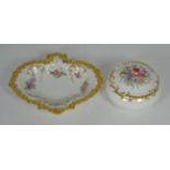 A Royal Crown Derby floral encrusted gilt highlighted box and cover together with a Royal Crown