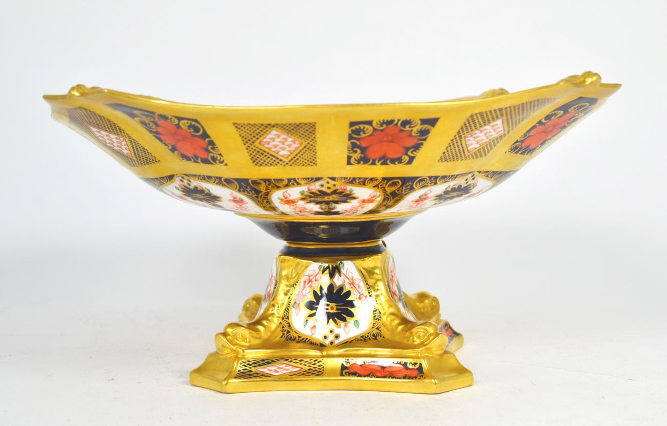 A Royal Crown Derby Imari pedestal bowl, pattern number 1128, 13cms high