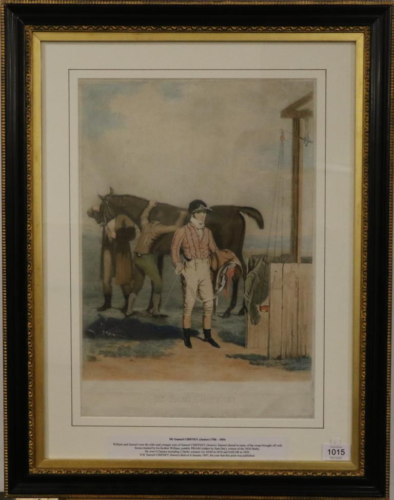 Charles Turner (British, 1773-1857) ''Mr Saml Chiffney'' Hand-coloured mezzotint portrait by C - Image 2 of 3