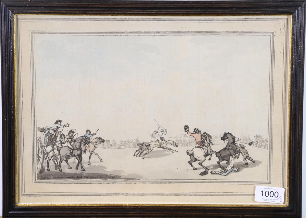 Thomas Rowlandson (British, 1757-1827) ''Fox Hunting'' ''Racing'' Etchings with aquatint, ''Racing'' - Image 4 of 5