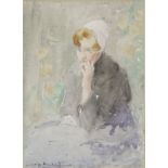 William Lee Hankey RWS, RI, ROI, RE (1869-1952) ''A Study'' - French girl in contemplation, three