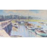 Murray Urquhart (1880-1972) Estuary scene with boats Signed, oil on canvas, 42cm by 72.5cm Artist'